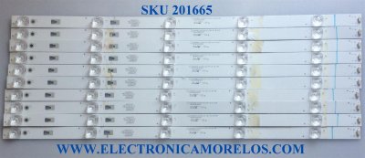 KIT DE LED´S PARA TV (10 PIEZAS) / JVC LED55D05-ZC23AG-02 / 30355005201 / 55000M71 / 170407A9 / E314348 / 1010139409-2 / PANEL LC546PU1L01 / MODELOS LT-55MA770 / LT-55MA875